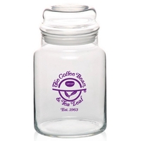 Clear glass 26 oz. apothecary candy jar with rounded lid.... from ASI 39552...