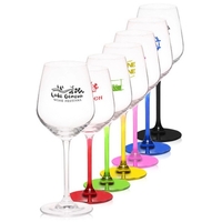 13 oz. 100% Lead free crystal wine glass; with custom colored... from ASI...