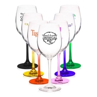 13.8 oz. 100% Lead free crystal wine glass; with custom colored... from ASI...
