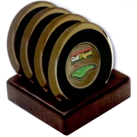 Walnut holder for four coasters.... from ASI 67961 Lorente LLC / Lorente