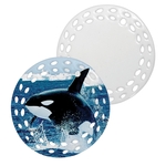 3" Ceramic Round Doily Ornament w/ Leaf Pattern