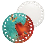 3" Ceramic Round Doily Ornament w/ Heart Pattern