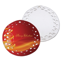 3" Ceramic Oval Doily Ornament w/ Leaf Pattern