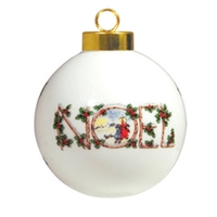 3" ceramic Christmas ball ornament is decorated with stylized "NOEL".... from...
