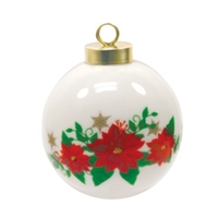 3" ceramic Christmas ball ornament with poinsettia design.... from ASI 77988...
