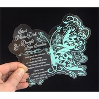 Color-printed, acrylic invitations measure 5" x 7" to fit standard-sized...