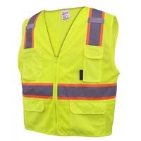 Vest Multi-Purpose Two Tone Mesh-Zipper 6 Pockets - Lime