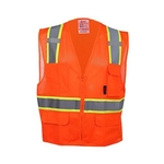 Vest Multi-Purpose Two Tone Mesh-Zipper 6 Pockets - Orange