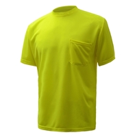 Short Sleeve Safety T-Shirt with Chest Pocket - Lime