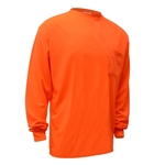Long Sleeve Safety T-Shirt with Chest Pocket- Orange