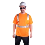 Class 2 Birdseye Breathable T-Shirt W/Chest Pocket - Orange