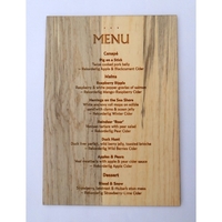 4" x 9" x 0.1875" solid wood cocktail menu in eight... from ASI 92531 Unique...