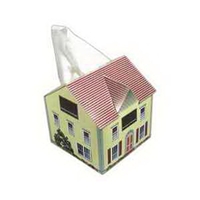 House shape tissue box or dispenser. 50ct. 2ply white virgin... from ASI...