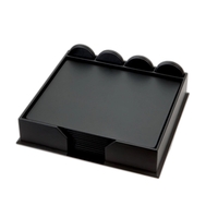 Black top-grain leather 23-piece conference room set with conference pads,...