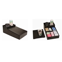 Black Leather Coffee Condiment Organizer