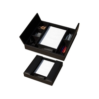 Classic black conference room organizer made of top-grain leather...