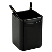 Black leather pencil cup with protective felt bottom and foam bottom... from...