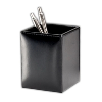 Black bonded leather pencil cup with a felt interior lining.... from ASI...