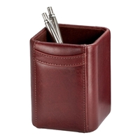 Mocha leather pencil cup with protective felt bottom and foam compartment......