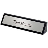 Name plate made of black leather with single-use design and polished... from...
