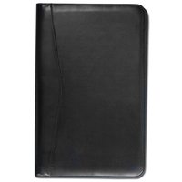 Black leather legal-size zip-around portfolio with a smart phone pouch,...