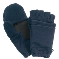 Navy blue fleece fingerless gloves with mitten flap and palm patch.... from...