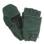 Hunter Green Fleece Fingerless Gloves with Flap