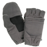 Dark grey fleece fingerless gloves with mitten flap and palm... from ASI...