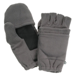 Charcoal Grey Fleece Fingerless Gloves with Flap