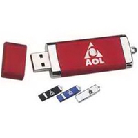 Traveler USB flash drive measuring 3" x 7/8" with a keychain.... from ASI...