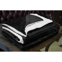 BLACK MINK SHERPA BLANKET WITH EMBROIDERY