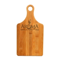 The 7" x 13 1/2" maple wooden cutting board is paddle... from ASI 92531...