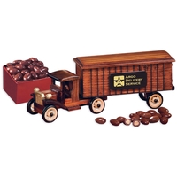 1930-era tractor-trailer truck packed with chocolate covered almonds.... from...