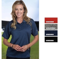 Heather performance polo with self-collar, 3-button placket with even hem.......