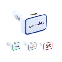 Rectangular Dual USB Car Charger with Accent Light