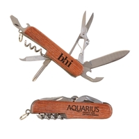 Multi-function pocket knife with scissors, a corkscrew, two screwdrivers, a...