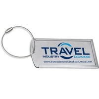 2 1/2" x 4 1/4" brushed stainless steel two-piece luggage tag... from ASI...