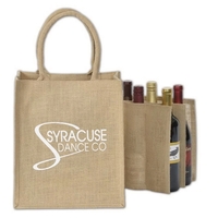 6 Bottle Wine Tote with laminated burlap material and soft padded... from ASI...