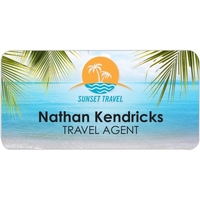 Full color name badge. 1 1/2"H x 3"W, Digitally imprinted.... from ASI 81500...