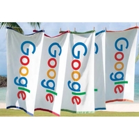 30" x 60" beach towel made of plush white Turkish terry... from ASI 91605...