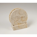 2 Piece Round Limestone Coaster Set