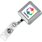 32" Square Chrome Solid Metal Retractable Badge Reel