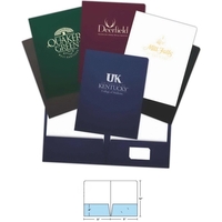 2-pocket folder measuring 9" x 12" with 4" pockets. Foil-stamped. Business......