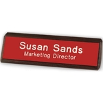 Plastic Engraved Sign on Walnut Base