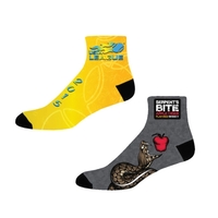 Two-sided full color quarter socks made of a blend of fabrics,... from ASI...