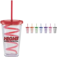 Carnival Cups - Color Curly Straw & Lid
