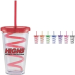 Carnival Cups - Color Curly Straw & Lid