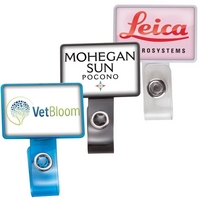 Badge holder with rectangle decorating area and swivel bulldog clip,... from...