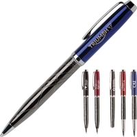 Twist-action ballpoint pen with high-gloss enamel cap and gunmetal barrel......