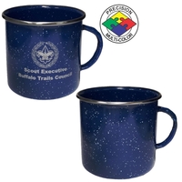 18oz Blue Enameled Steel Campfire Mug with Stainless Steel rim, spot... from...
